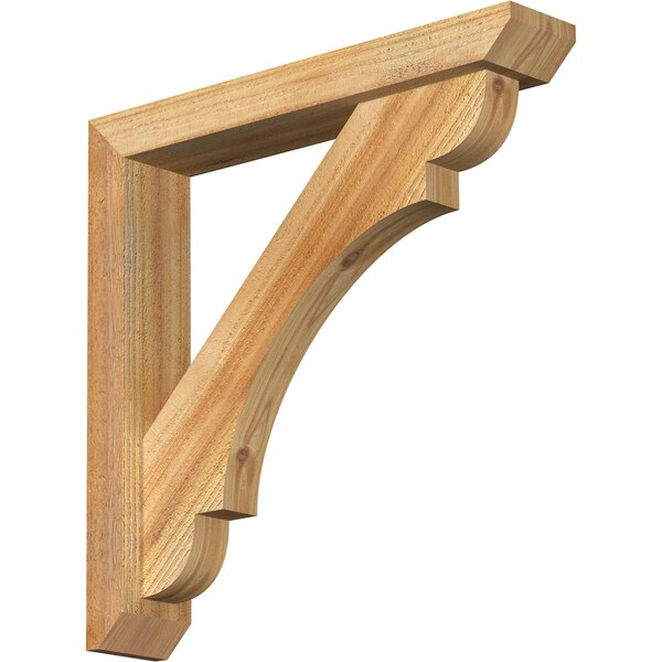 Ekena Millwork Olympic Slat Rough Sawn Bracket w/ Offset Brace, Western Red Cedar, 4"W x 22"D x 22"H BKT0402X22X22OLY06RWR - main